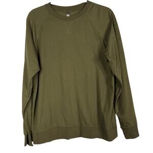 Next Level Womens Large L Olive Green Crew Neck Sweatshirt Comfy Cotton Casual